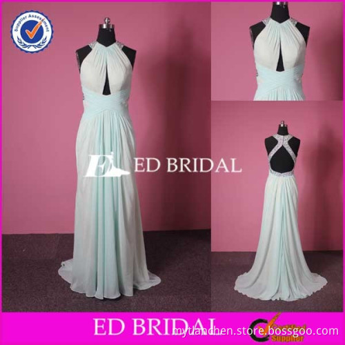 JA007 Sexy Halter Sleeveless Beading Backless Chiffon Mint Sexy Evening Dress